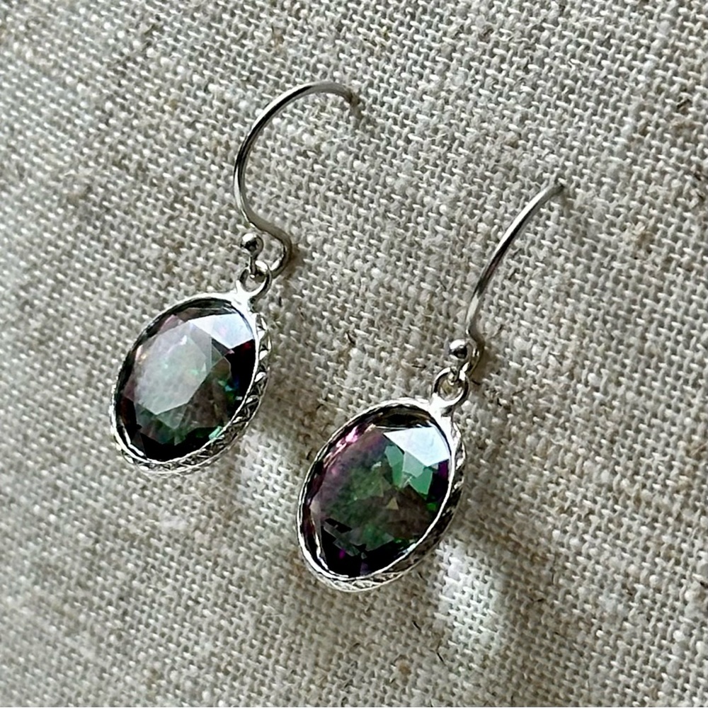 Multi-Color Quartz Rhodium Over Sterling Silver Solitaire Earrings 8.00ctw - Picture 4 of 5